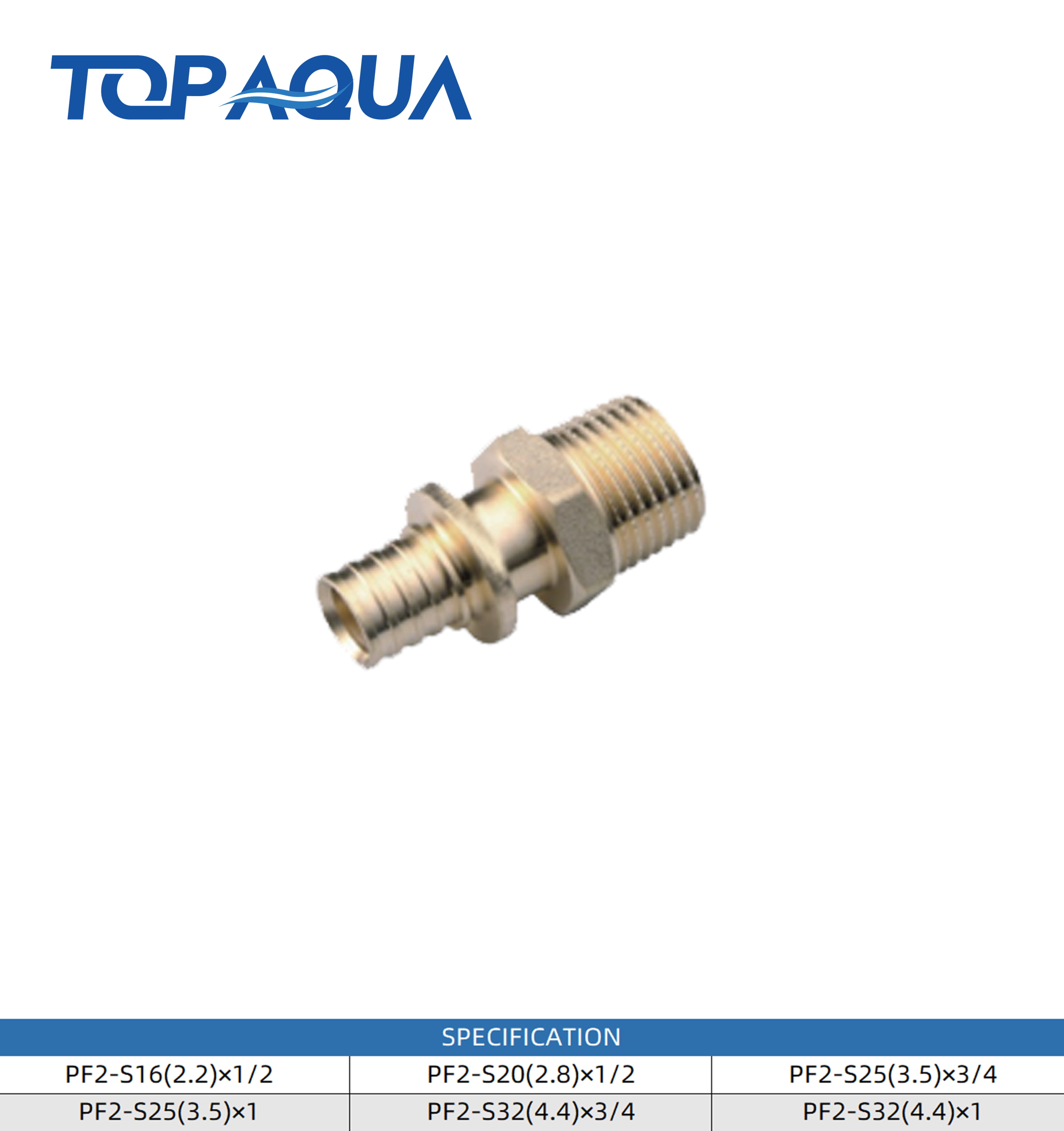PF2 pull-on fittings male straight union