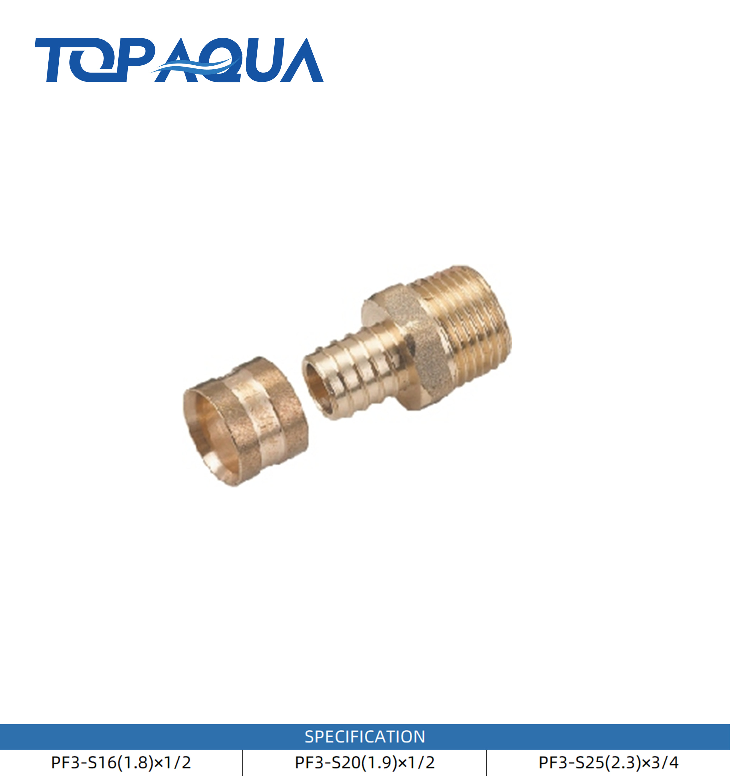 PF3 pull-on fittings male straight union